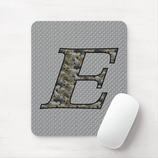 Monogram Initial E Hydrangea Flowers Mouse Pad (With Mouse)