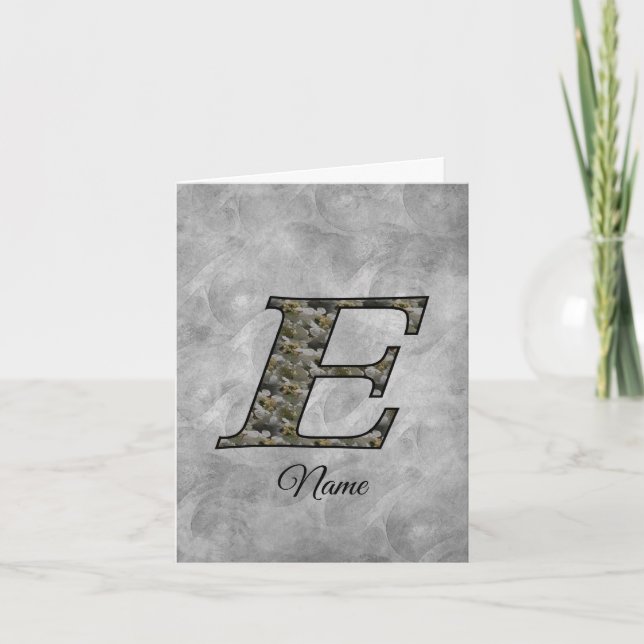 Monogram Initial E Hydrangea Flowers Personalised Note Card (Front)