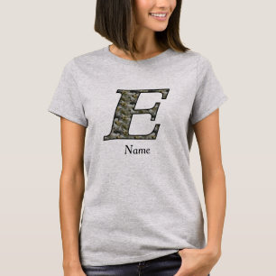 Monogram Initial E Hydrangea Flowers Personalised T-Shirt