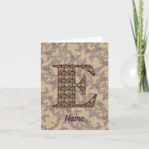 Monogram Initial E Vintage Floral Personalised Note Card