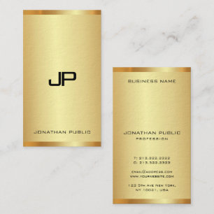 Monogram Initial Elegant Gold Look Modern Vertical Business Card