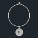 Monogram Initial Elegant Minimalist Grey Black  Bangle Bracelet<br><div class="desc">A gift for her. A monogrammed initial bangle bracelet which is elegant in it's simplicity.  Silver,  or silver plate,  Grey and Black. Change the initial to personalise for your recipient.</div>