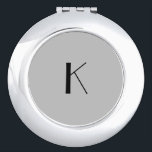 Monogram Initial Elegant Minimalist Grey Black  Compact Mirror<br><div class="desc">A gift for her. A monogrammed initial compact mirror which is elegant in it's simplicity.  Silver,  or silver plate,  Grey and Black. Change the initial to personalise for your recipient.</div>