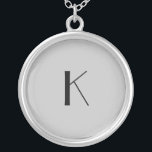 Monogram Initial Elegant Minimalist Grey Black Silver Plated Necklace<br><div class="desc">A gift for her. A monogrammed initial necklace which is elegant in it's simplicity.  Silver,  or silver plate,  Grey and Black. Change the initial to personalise for your recipient.</div>