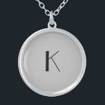 Monogram Initial Elegant Minimalist Grey Black  Silver Plated Necklace<br><div class="desc">A gift for her. A monogrammed initial locket necklace which is elegant in it's simplicity.  Silver,  or silver plate,  Grey and Black. Change the initial to personalise for your recipient.</div>