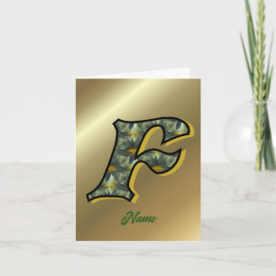 Monogram Initial F Daisies Art Personalised Note Card
