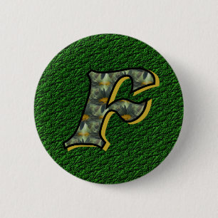 Monogram Initial F Daisy Floral Art 6 Cm Round Badge