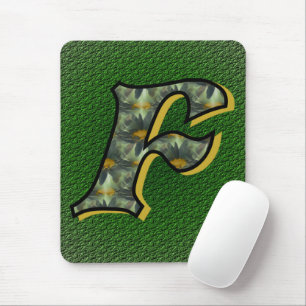 Monogram Initial F Daisy Floral Art Mouse Pad