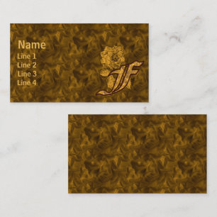 Monogram Initial F Elegant Gold Peony Flower Business Card