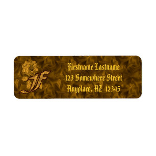 Monogram Initial F Gold Peony Return Address 