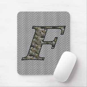 Monogram Initial F Hydrangea Floral Mouse Pad