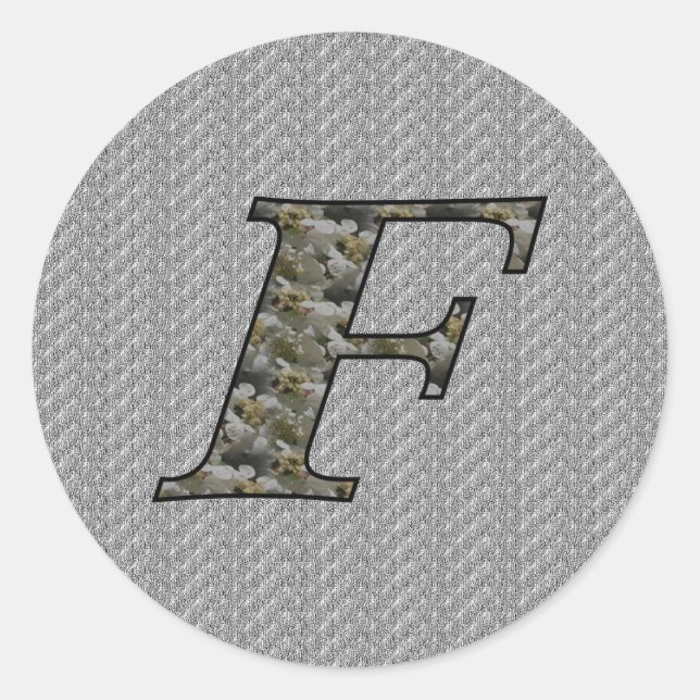Monogram Initial F Hydrangea Flowers Classic Round Sticker (Front)