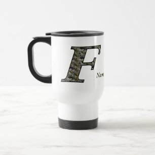 Monogram Initial F Hydrangea Flowers Personalised Travel Mug