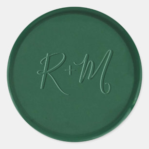 Monogram Initial Forest Green Wax Seal Sticker