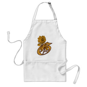 Monogram Initial G Elegant Gold Peony Flower Standard Apron