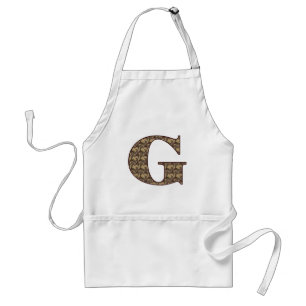 Monogram Initial G Elegant Vintage Floral Standard Apron