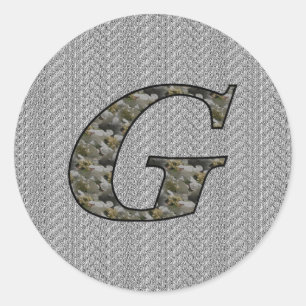 Monogram Initial G Hydrangea Flowers Classic Round Sticker