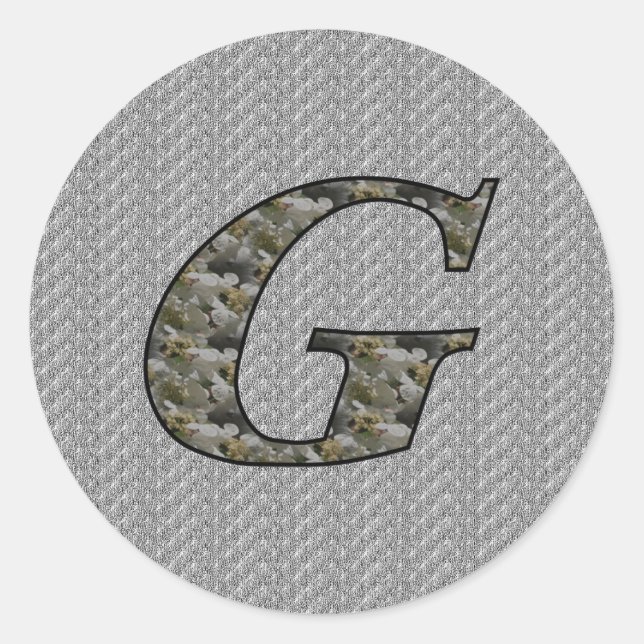 Monogram Initial G Hydrangea Flowers Classic Round Sticker (Front)
