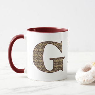 Monogram Initial G Vintage Floral Personalised Mug