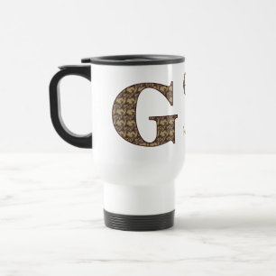 Monogram Initial G Vintage Floral Personalised Travel Mug