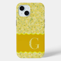 MONOGRAM INITIAL G YELLOW LITTLE FLOWERS