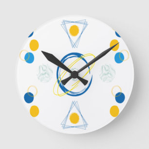 Monogram Initial Geometric modern Triangles Patter Round Clock