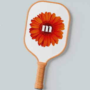 Monogram Initial Gerbera Daisy Pickleball Paddle