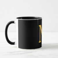 Monogram Initial Gold Black Custom Name Gift