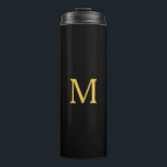 Monogram Initial Gold Black Custom Name Gift Thermal Tumbler<br><div class="desc">Designed with text template for monogrammed initial which you can customise! You may also change the colours as you wish.</div>