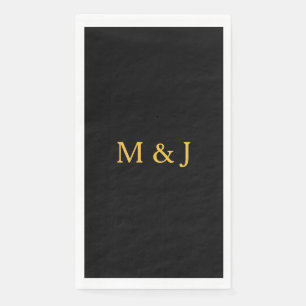 Monogram Initial Gold Black Custom Name Modern Napkin