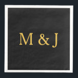 Monogram Initial Gold Black Custom Name Modern Napkin<br><div class="desc">Designed with text template for monogrammed initials which you can customise! You may also change the colours as you wish.</div>