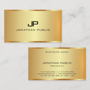 Monogram Initial Gold Look Modern Premium Silk Business Card