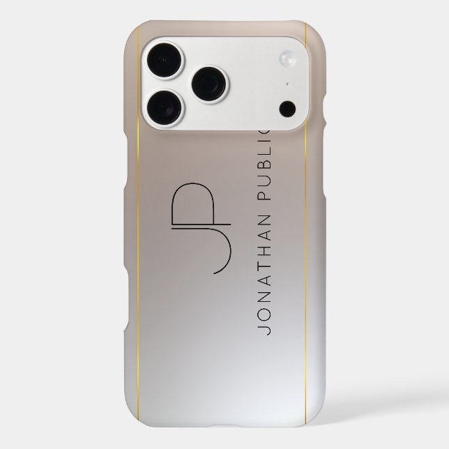 Monogram Initial Gold Silver Look Elegant Template (Back)