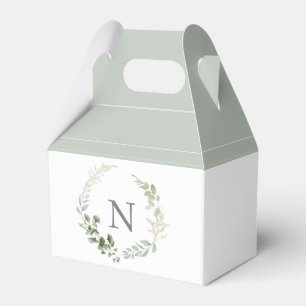 Monogram Initial Greenery Sage Green Favour Box
