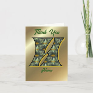 Monogram Initial H Daisies Art Personalised Thank You Card
