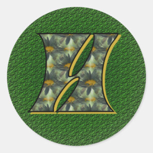 Monogram Initial H Daisies Flower Art Classic Round Sticker