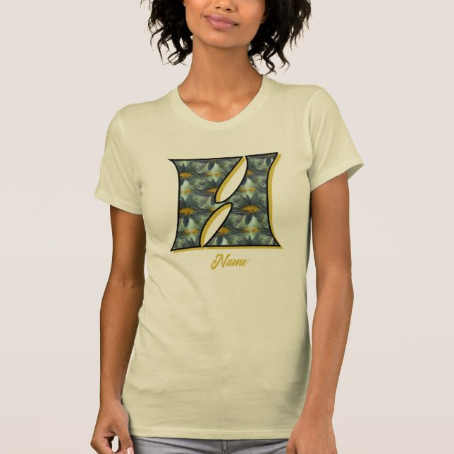 Monogram Initial H Daisy Flower Art Personalised T-Shirt (Front)