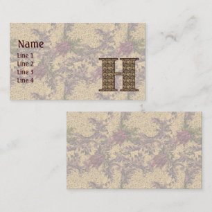 Monogram Initial H Elegant Vintage Floral Business Card