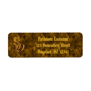 Monogram Initial H Gold Peony Return Address 