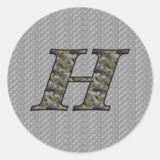 Monogram Initial H Hydrangea Flowers Classic Round Sticker (Front)