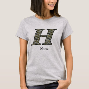 Monogram Initial H Hydrangea Flowers Personalised T-Shirt