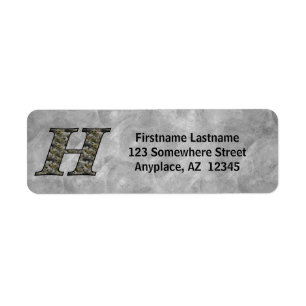 Monogram Initial H Hydrangea Return Address 