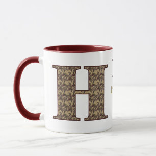 Monogram Initial H Vintage Floral Personalised Mug