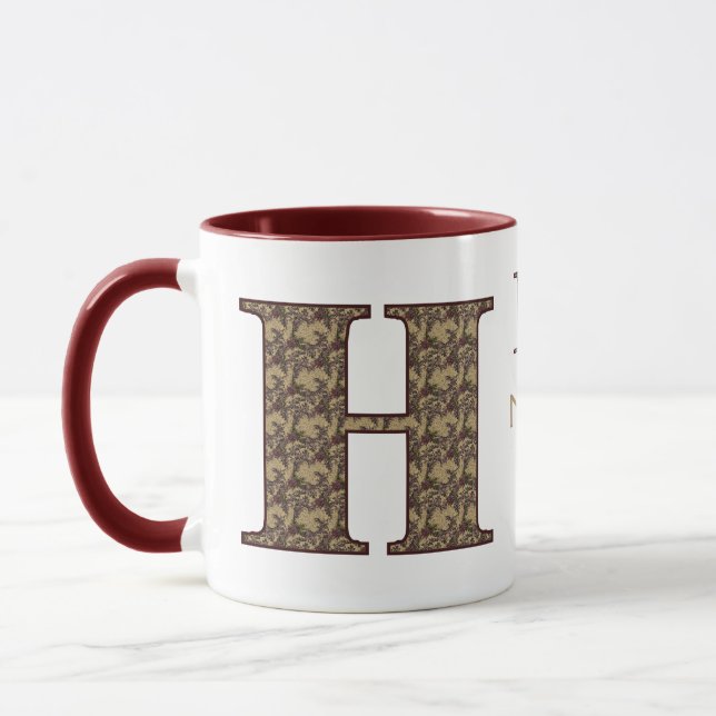 Monogram Initial H Vintage Floral Personalised Mug (Left)