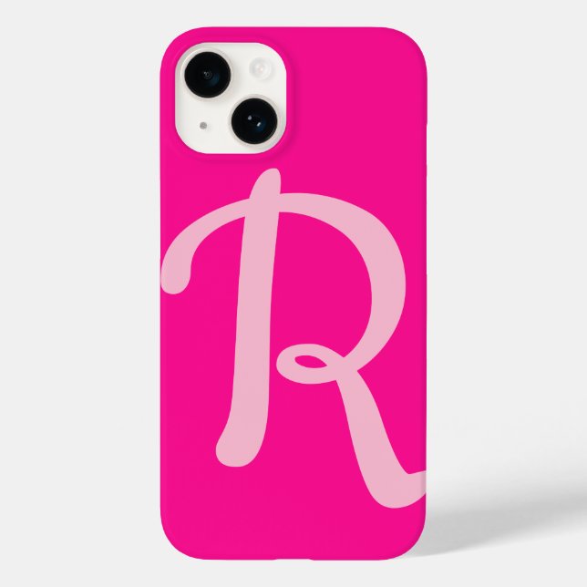 Monogram Initial Hot Pink Case-Mate iPhone Case (Back)