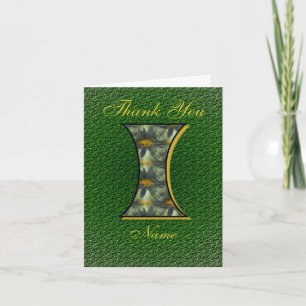 Monogram Initial I Daisies Art Personalised Thank You Card
