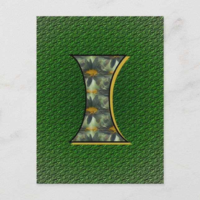 Monogram Initial I Daisies Flower Art Postcard (Front)