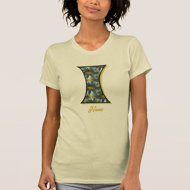 Monogram Initial I Daisy Flower Art Personalised T-Shirt (Front)