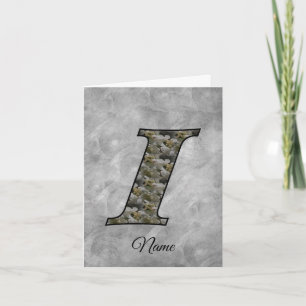 Monogram Initial I Hydrangea Flowers Personalised Note Card