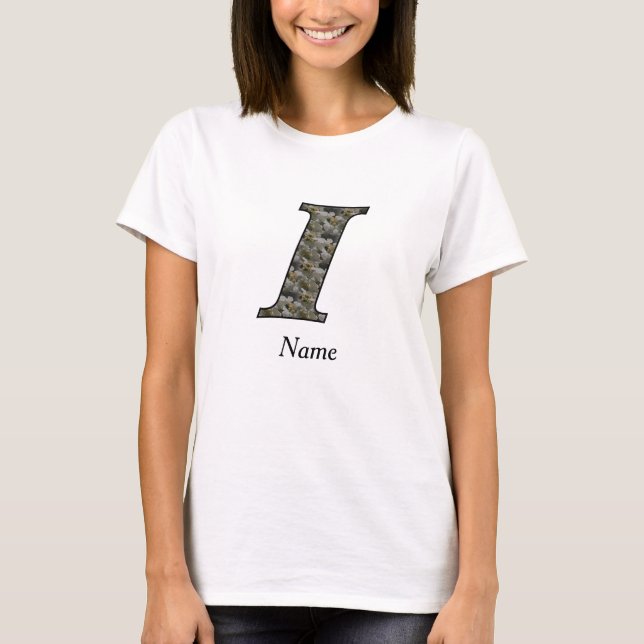 Monogram Initial I Hydrangea Flowers Personalised T-Shirt (Front)
